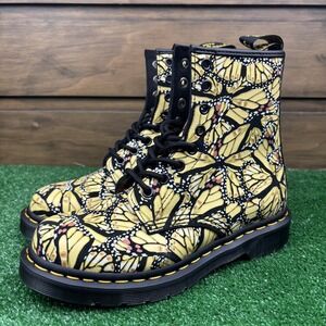 Dr. Martens 1460 Women's 6 Yellow‎ Butterfly Suede Lace Up Combat Boots Rare New